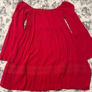 Altar’d State On/Off Shoulder Red Dress